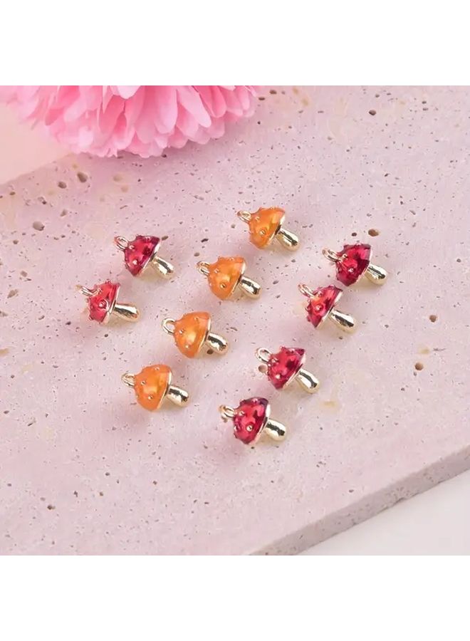 10pcs Mixed Color 3D Mushroom Charms Alloy Pendants For DIY Jewelry Making Crafts - Image 5